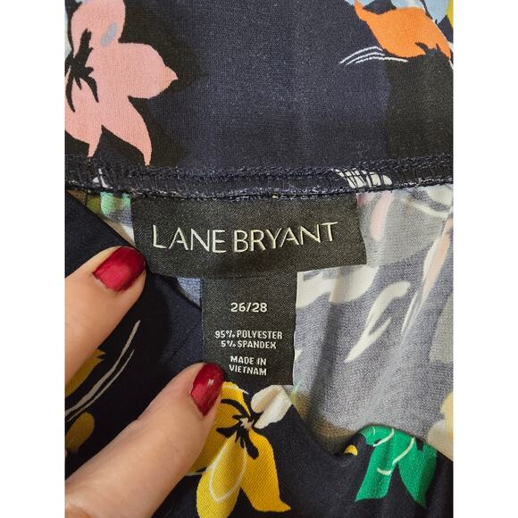 Lane Bryant Women's Floral Print Wide Leg Pants Navy Blue Plus Size 26/28 - Picture 3 of 7